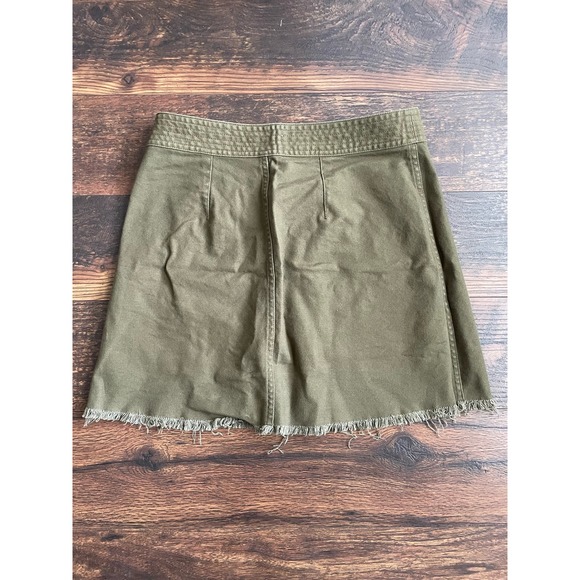 MADEWELL Station Olive Green Skirt Women's 8 Button Front Mini Raw Hem - Picture 8 of 11